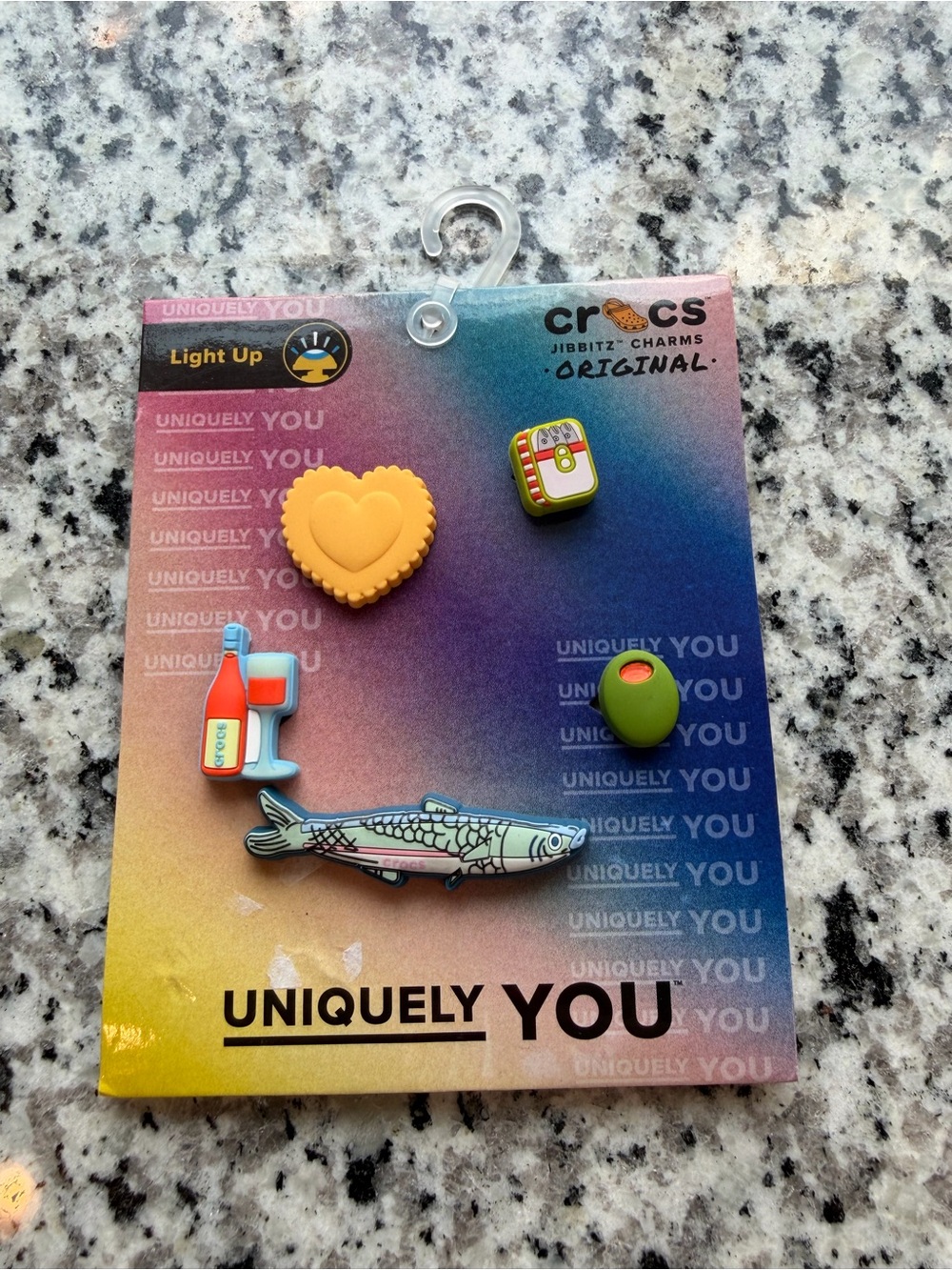 CROCS Multicolor Jibbitz Charm Pack with Heart, Fish, Drink, Olive & Radio